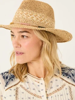 Fat Face Natural Straw Fedora Hat Hot