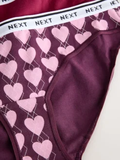 Next Bikini Cotton Logo Knickers 4 Pack Navy Argyle Check