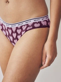 Next Bikini Cotton Logo Knickers 4 Pack Navy Argyle Check