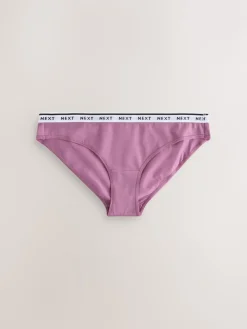 Next Bikini Cotton Logo Knickers 4 Pack Navy Argyle Check