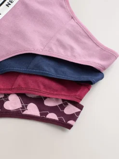 Next Thong Cotton Logo Knickers 4 Pack Navy Argyle Hot