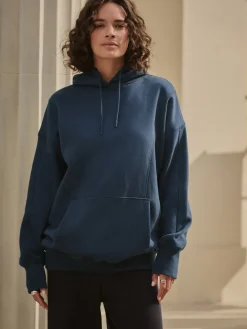 Next Navy Blue Active Longline Overhead Seam Detail Supersoft Hoodie with Pockets Sale