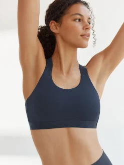 Next Active Sports Low Impact Ultimate Comfort Crop Top Navy Blue New