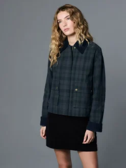 Next Navy Blue Check Hertiage Cord Collar Jacket Discount
