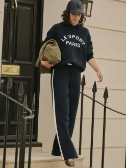 Next Compact Cosy Graphic Long Sleeve Hoodie Navy Blue Online