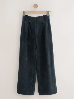 Next Cord Wide Leg Trousers Navy Blue Discount