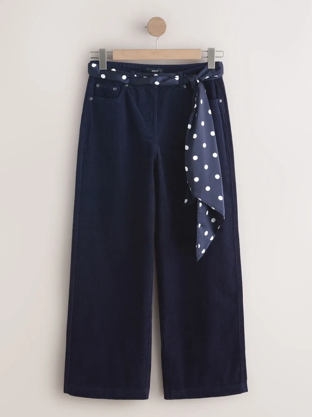 Next Cord Wide Leg Trousers With Scarf Navy Blue Discount