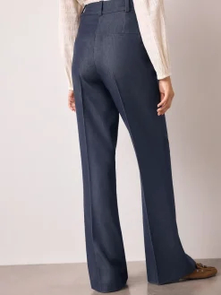 Next Navy Blue Denim Look Slim Flare Trousers Best