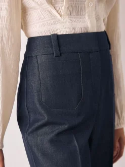 Next Navy Blue Denim Look Slim Flare Trousers Best