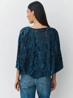 Next Devore Short Sleeve Cover Up Navy Blue Outlet