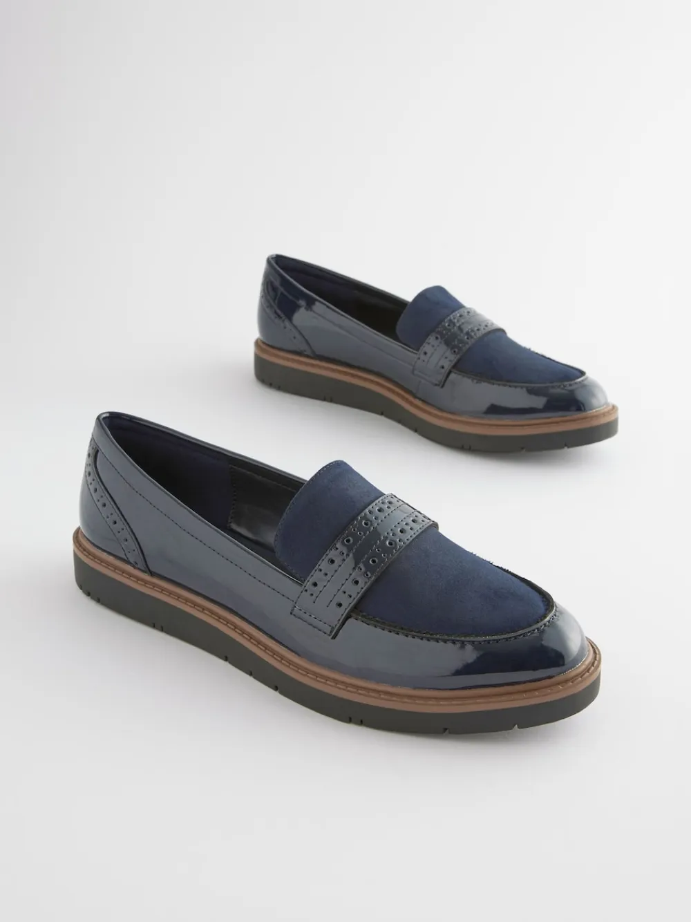 Next Forever Comfort® Brogue Loafers Navy Blue Outlet