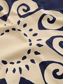 Next Navy Blue Graphic V-Neck Cap Sleeve T-Shirt New