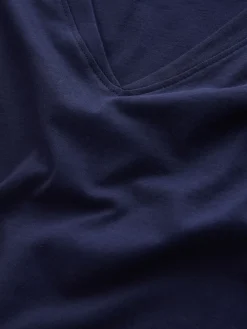 Next Navy Blue Graphic V-Neck Cap Sleeve T-Shirt New