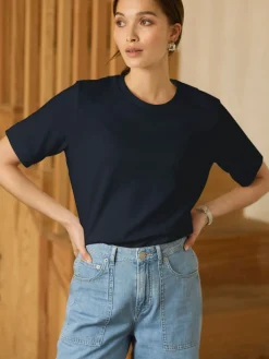 Next Navy Blue Heavyweight Short Sleeve Crew Neck T-Shirt Best