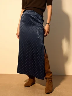 Next Jacquard Polka Dot Satin Skirt Navy Blue Best