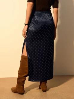 Next Jacquard Polka Dot Satin Skirt Navy Blue Best
