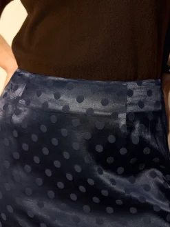 Next Jacquard Polka Dot Satin Skirt Navy Blue Best