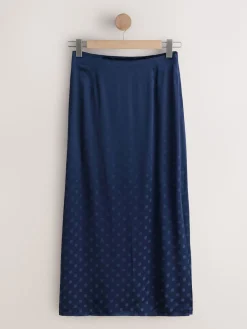 Next Jacquard Polka Dot Satin Skirt Navy Blue Best