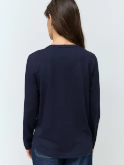 Next Navy Blue Long Sleeve Crew Neck T-Shirt Hot
