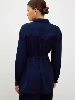 Next Navy Blue Maternity Belted Shirt Sale