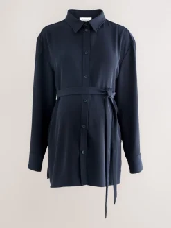 Next Navy Blue Maternity Belted Shirt Sale