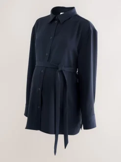 Next Navy Blue Maternity Belted Shirt Sale