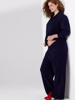 Next Navy Blue Maternity Cosy Wide Leg Trousers Best