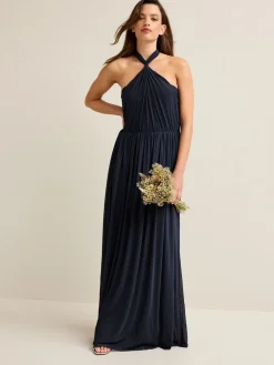 Next Navy Blue Mesh Multiway Wedding Guest Bridesmaid Maxi Dress Hot