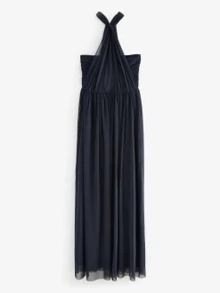 Next Navy Blue Mesh Multiway Wedding Guest Bridesmaid Maxi Dress Hot