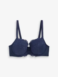Next Navy Blue Pad Balcony DD+ Lace Bra Clearance