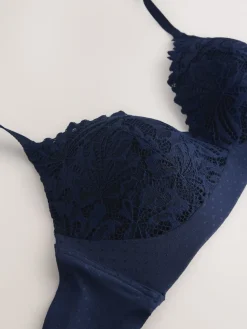 Next Navy Blue Pad Non Wire Lace Ultimate Comfort Bra Discount