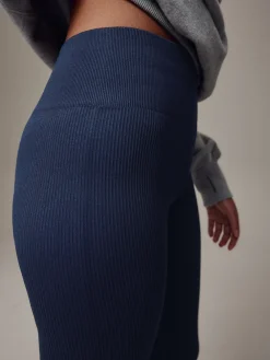 Next Navy Blue Ribbed Seamless High Waist Leggings Outlet