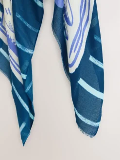 Next Navy Blue Sardine Print Lightweight Scarf Clearance