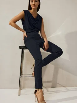 Next Sculpting Military Trousers Navy Blue Sale