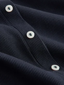 Next Short Sleeve Jersey Button Through Maxi Dress Navy Blue Outlet