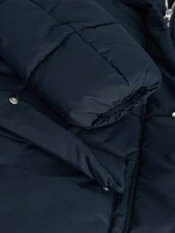 Next Navy Blue Shower Resistant Padded Hooded Longline Coat Discount