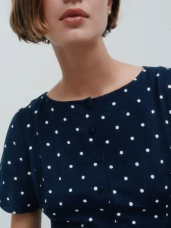 Next Tie Waist Mini Dress Navy Blue Spot Online