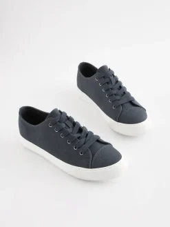 Next Standard Fit Patent Baseball Trainers Navy Blue
