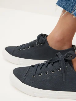 Next Standard Fit Patent Baseball Trainers Navy Blue