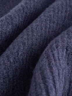 Next Scarf Layer Lace Trim Knitted Jumper Navy Blue Stripe New