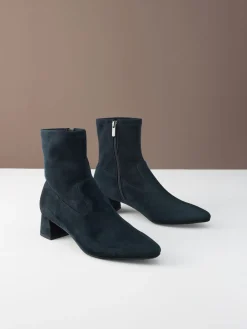Next Motionflex Block Heeled Sock Boots Navy Blue Suede Sale