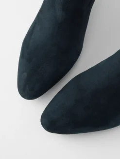 Next Motionflex Block Heeled Sock Boots Navy Blue Suede Sale