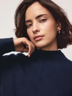 Next Supersoft High Neck Seam Detail Jumper Navy Blue New