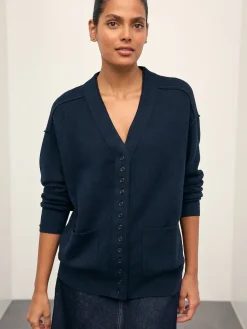 Next Navy Blue Supersoft V-Neck Cardigan With Pockets Sale