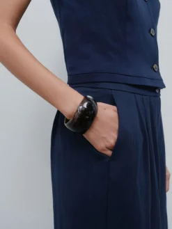 Next Superwide Pleated Trousers Navy Blue Discount