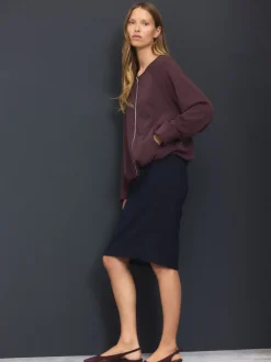 Next Tailored Pencil Skirt With Wool Navy Blue New