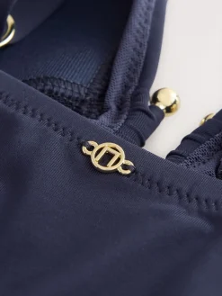 Next Utrim Tummy Control Plunge Swimsuit Navy Blue Clearance