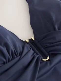 Next Utrim Tummy Control Plunge Swimsuit Navy Blue Clearance