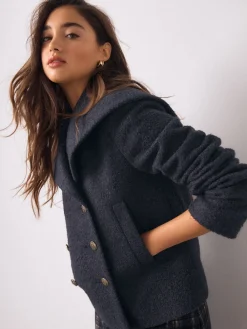 Next Navy Double Breasted Cape Coatigan Outlet