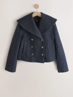 Next Navy Double Breasted Cape Coatigan Outlet